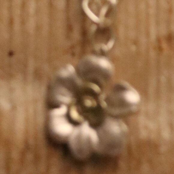 New Matte Silver w Flower Pendant on 16" Chain - Picture 2 of 2
